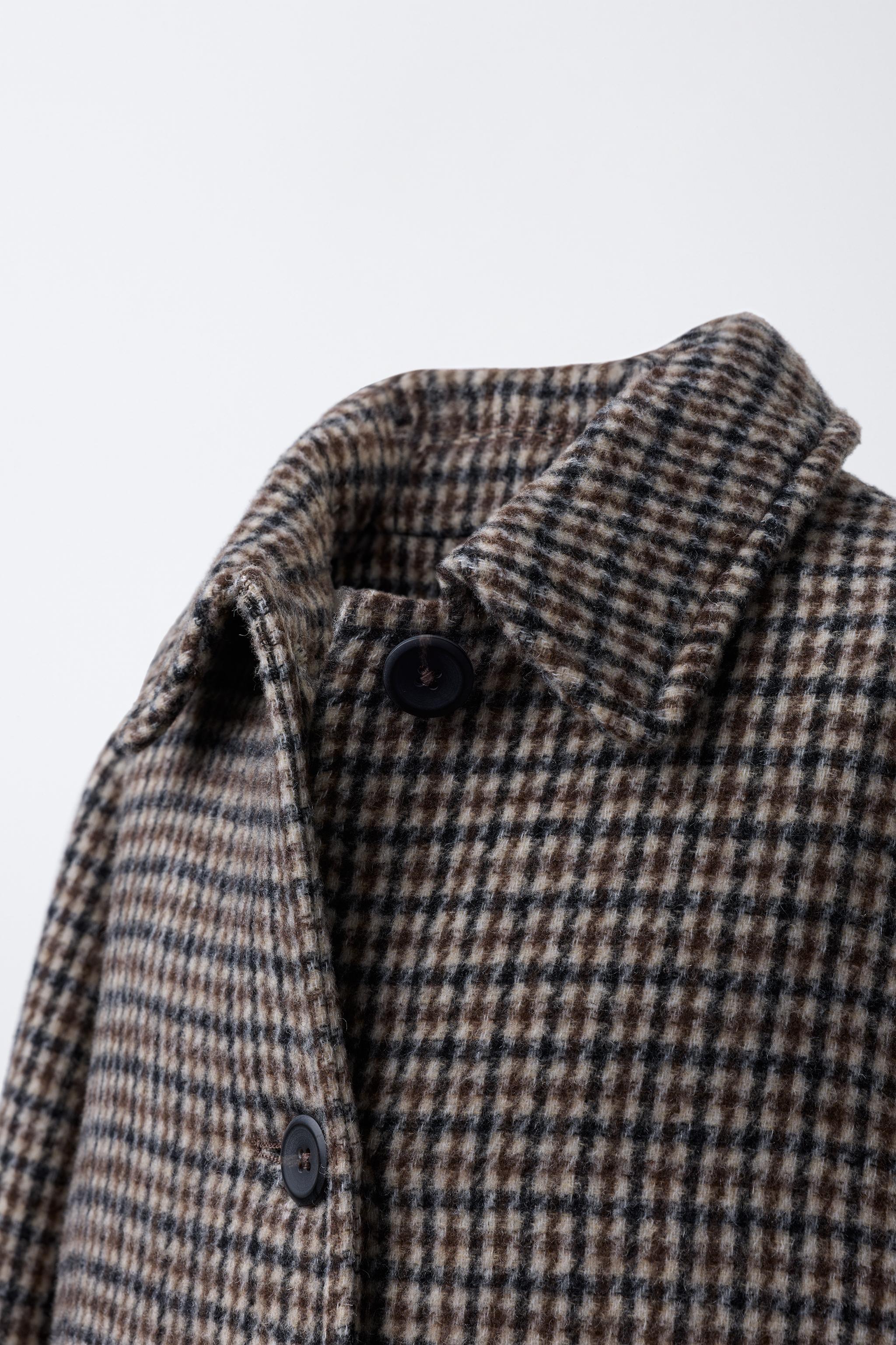 LONG PLAID WOOL BLEND COAT